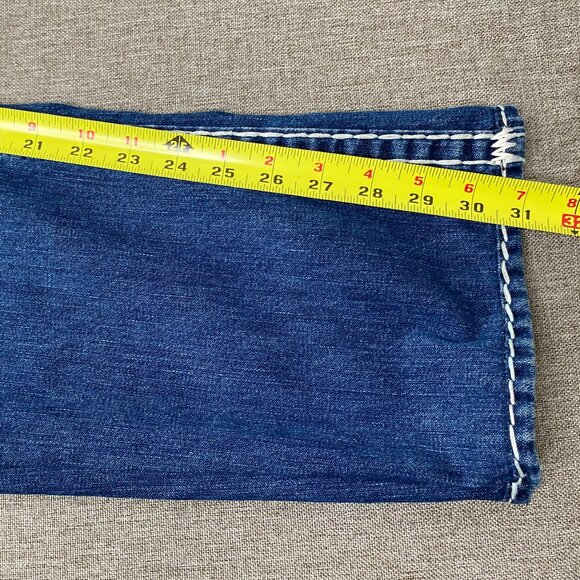 True Religion Billy Super T Denim Jean Men's 32 Blue Thick Stitch Flap Y2K USA - Picture 12 of 15